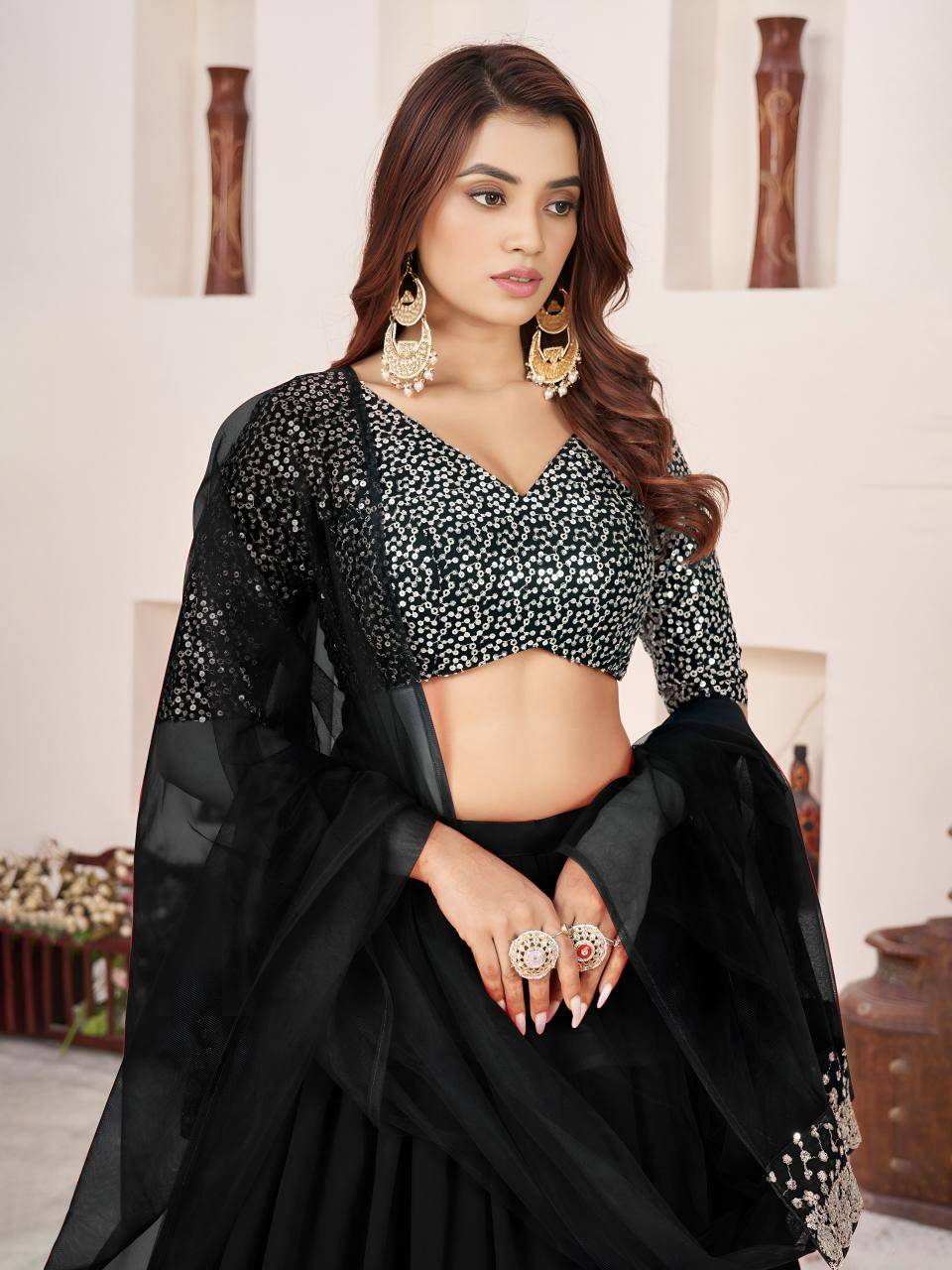 Anchal vol 2 Georgette Black Bridal lehenga choli manufacturers in Delhi